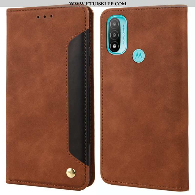 Etui Na Telefon do Moto E40 / E30 / E20 Etui Folio Dwukolorowy Biznesowy Efekt Skóry